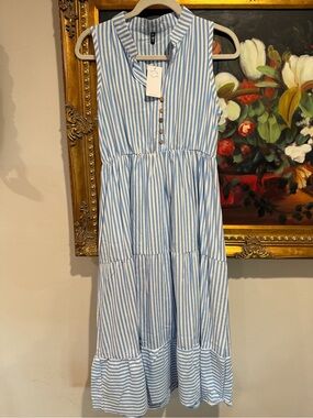 Boutique Brovave Blue & White Vertical Stripe dress